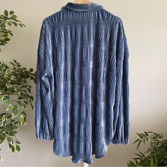 NEW Free People My Best Top Button Down In Eventide Blue - Picture 7 of 16